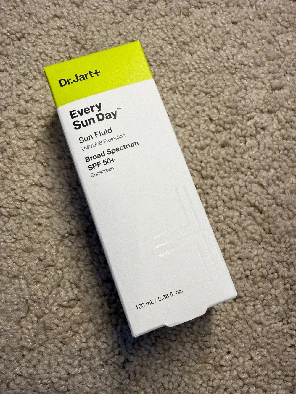 NIB! Dr. Jart Every Sun Day Sun Fluid SPF 50+ Broad Spectrum - White/Neon Yellow